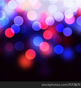 Vector realistic abstract background with blurred defocused bokeh lights