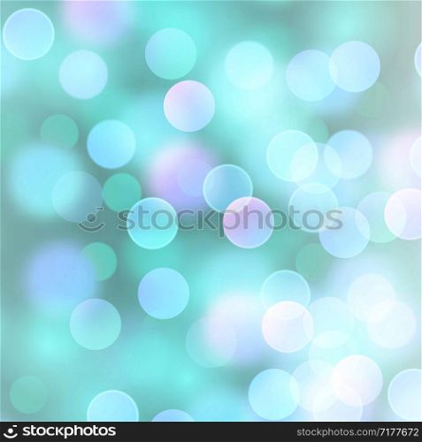 Vector realistic abstract background with blurred defocused light blue bokeh lights