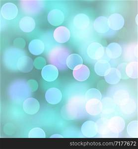 Vector realistic abstract background with blurred defocused light blue bokeh lights