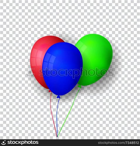 Vector realistic bunch helium balloons isolated.