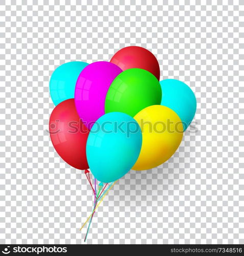 Vector realistic bunch helium balloons isolated.