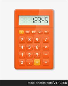 Vector realistic calculator. Button electronic, digit calculation, display minus and plus illustration. Vector realistic calculator