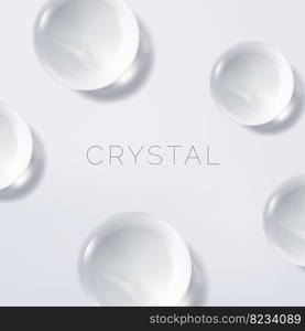 Vector Realistic Clear or White Crystal Sphere 3D illustration for Beauty and Cosmetics Poster, Book Cover or Advertisement Background.