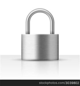 Vector realistic closed padlock. Vector realistic closed padlock. Steel lock for protection privacy illustration