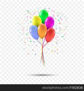 Vector realistic colorful balloons bunch of party and celebration concept