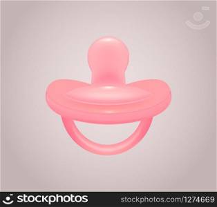 Vector realistic illustration of children&rsquo;s pink pacifier for your creativity. Vector realistic illustration of children&rsquo;s pink pacifier for yo