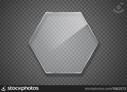 Vector realistic isolated hexagon glass billboard for template decoration and layout covering on the transparent background.