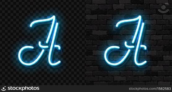 Vector realistic isolated neon sign of A letter logo for template decoration and invitation covering on the wall and transparent background.
