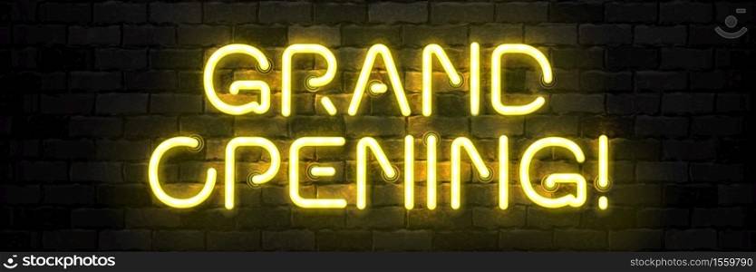 Vector realistic isolated neon sign of Grand Opening logo for template decoration on the wall background.