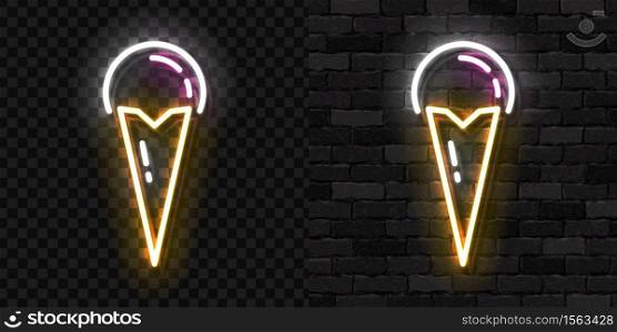 Vector realistic isolated neon sign of Ice Cream logo for decoration and covering on the wall background.