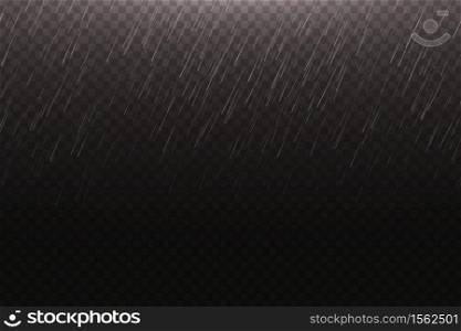 Vector realistic isolated rain effect for template decoration on the transparent background. Concept of autumn and weather.