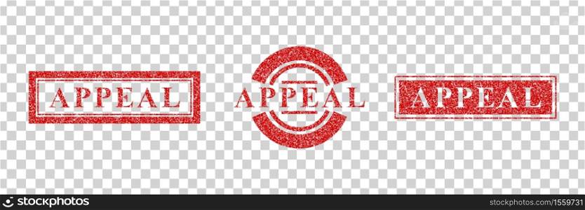 Vector realistic isolated red rubber stamp of Appeal logo for template decoration on the transparent background.
