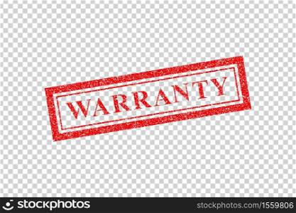 Vector realistic isolated red rubber stamp of Warranty logo for template decoration on the transparent background. Concept of guarantee.