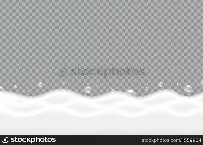 Vector realistic isolated soap foam for template decoration and layout covering on the transparent background.