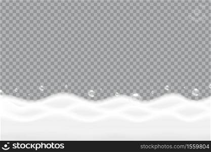 Vector realistic isolated soap foam for template decoration and layout covering on the transparent background.