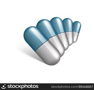 Vector Realistic Medical Pill Icon Set Closeup Isolated on White Background. Design template of Pills, Capsules for graphics, Mockup. Medical and Healthcare Concept