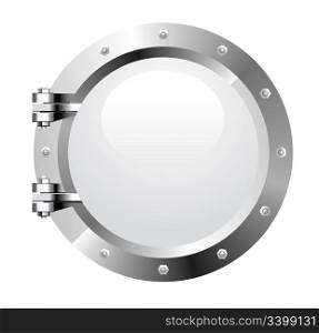 Vector realistic metalic porthole on white background