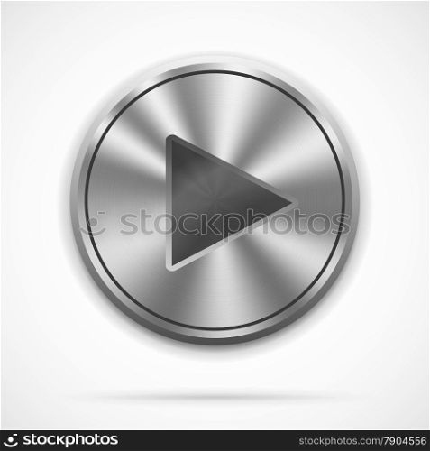 Vector realistic metallic Play Button with highlights on white. EPS10 opacity
