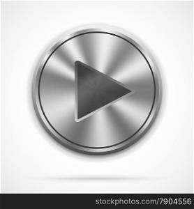 Vector realistic metallic Play Button with highlights on white. EPS10 opacity