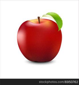Vector Realistic Red Apple. Detailed 3d Illustration Isolated On White. Design Element For Web Or Print Packaging.