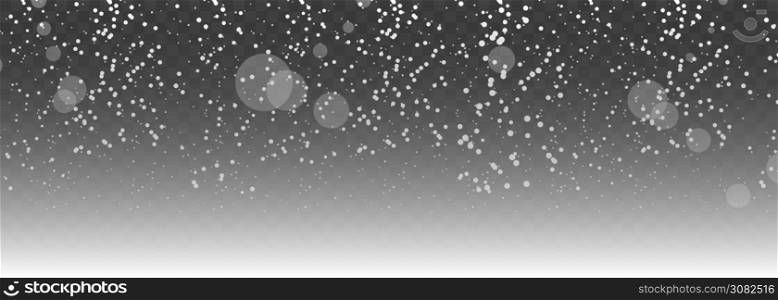 vector realistic snowfall with flare on transparent background