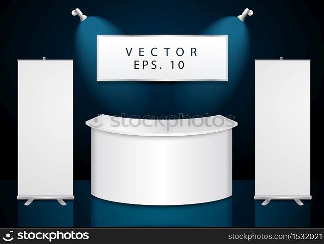 Vector reception exhibition counter With roll up banner stand