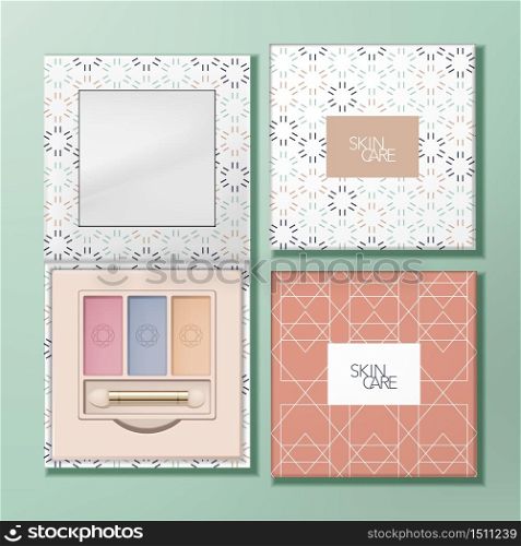 Vector Recyclable Paper Square Eyeshadow Palette with Mirror & Geometric Pattern