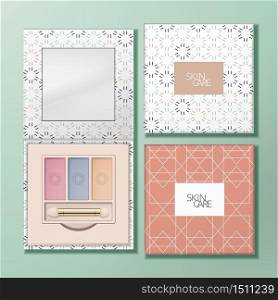 Vector Recyclable Paper Square Eyeshadow Palette with Mirror & Geometric Pattern