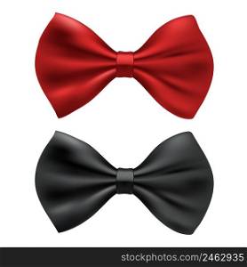 vector red and black bow ties isolated on white background