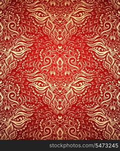 Vector red and gold decorative royal seamless floral ornament