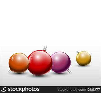 Vector red and golden Christmas realistic baubles on a white background