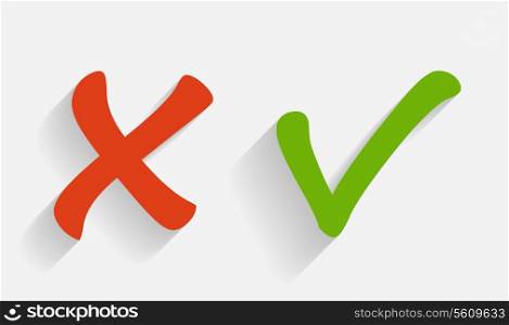 Vector Red and Green Check Mark Icons
