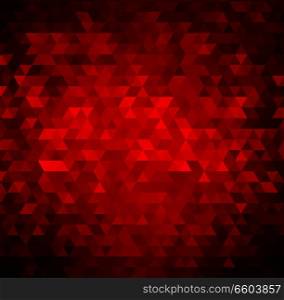 Vector red bright background with triangle shapes. Golden ornament. Vector red bright background with triangle shapes