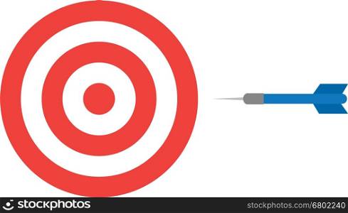 Vector red bullseye and blue dart.