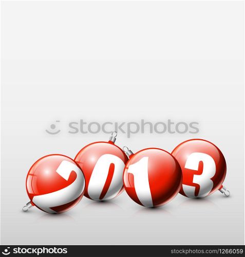 Vector red Christmas realistic baubles with the numbers of new year 2013