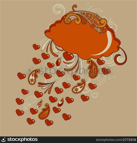 vector red cloud with hearts rain, fully editable eps 8 file