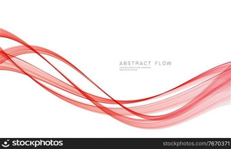 Vector red color abstract wave design element. Abstract background, color flow waved lines for brochure, website, flyer design. Transparent smooth wave. Red color abstract transparent wave design element