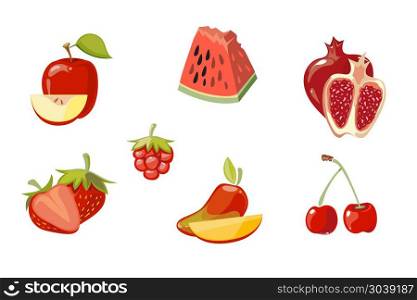 Vector red fruits collection isolated over white. Vector red fruits collection isolated over white. Fresh healthy food illustration