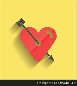 Vector red heart icon flat design