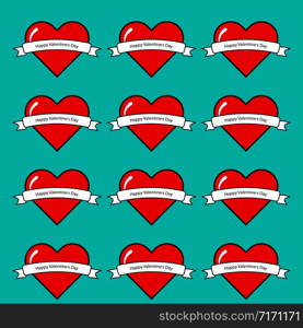 Vector red heart on agreen background