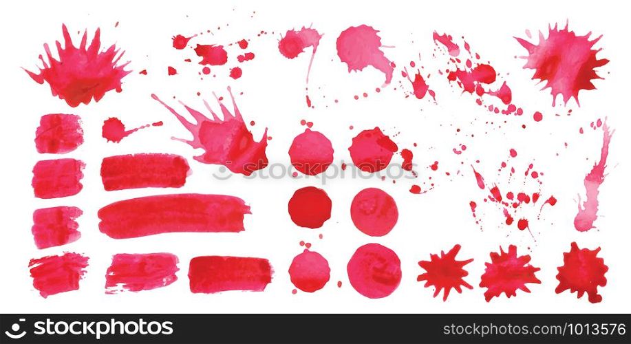 Vector red juice spots on white background.. Vector red juice spots on white background