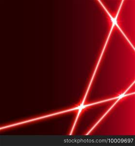 Vector  red  laser beam background with light  flares.