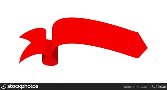 Vector red ribbon banner set. Flat red ribbon for discount label in product sales.