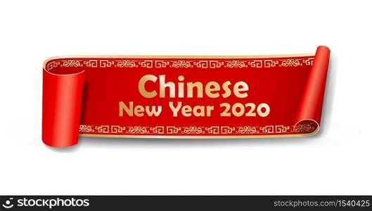 Vector Red Roll paper new year chinese frame style design on white background, illustration