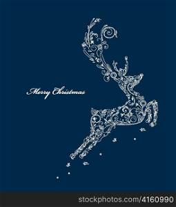 vector reindeer made of floral christmas illustration