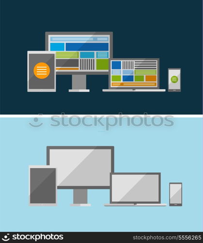 Vector responsive ui flat design concept. Can be used for business / technology presentations, printed support