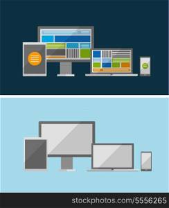 Vector responsive ui flat design concept. Can be used for business / technology presentations, printed support
