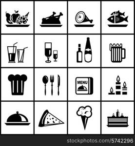 Vector restaurant black icon set. Isolated on white