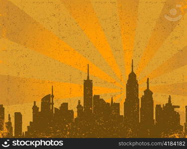 vector retro background with city