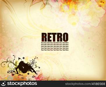 vector retro background with floral